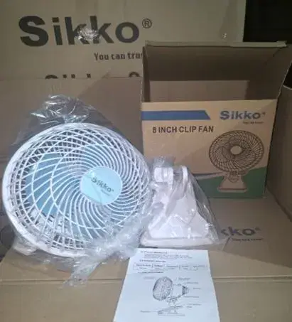 Sikko 8-inch clip fan used for cooling table or desk spaces.