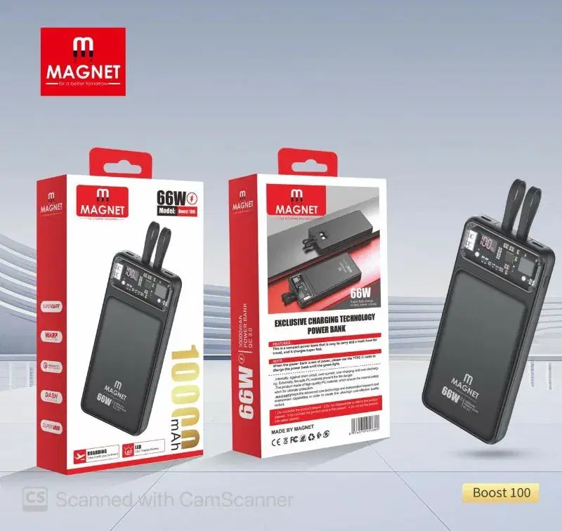 Magnet Powerbank | 10000 mAh Powerbank | 66W Fast Charging Type-C & IPH | Boost 100