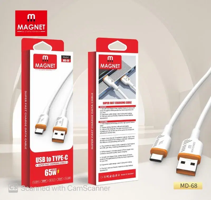 Magnet Cable | 65W USB To Type-C Cable MD 68 | Super Fast Charging Cable