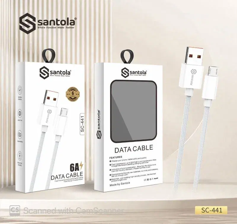 Santola Cable | 6A USB To Micro Data Cable SC 441 | Supercharge and high data transmission speed rate | 6 Months Warranty