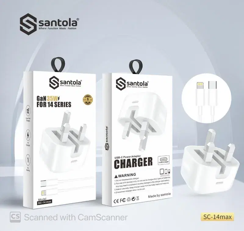 Santola Charger | GaN 35W For 14 Series USB-C To IPH | 6 Months Warranty | SC 14Max