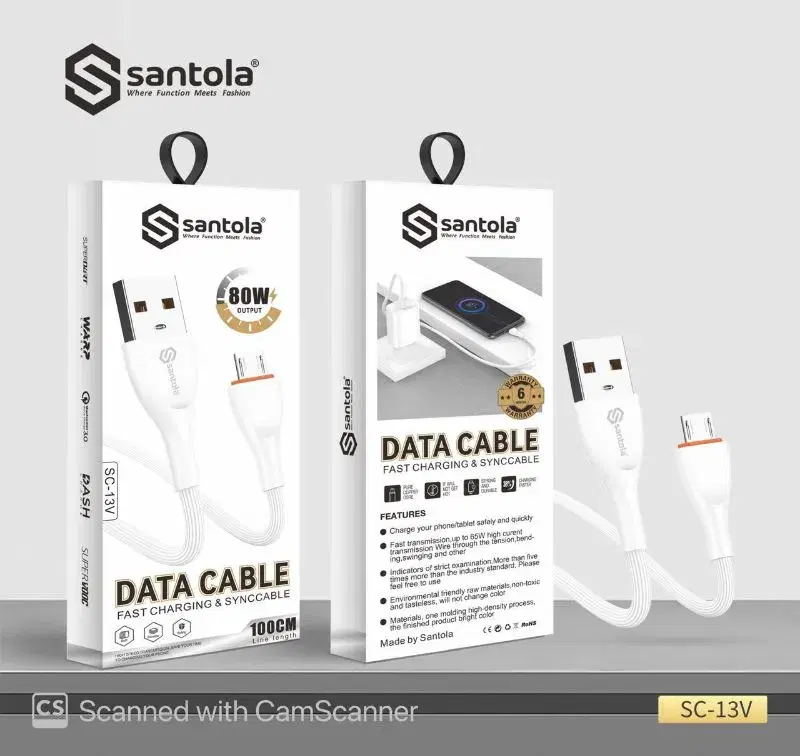 Santola Cable | 80W USB To Micro Data Cable SC 13V | Supercharge and high data transmission speed rate | 6 Months Warranty