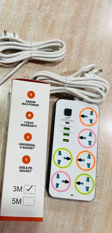 Osaka Power 3000W Multiplug/Extension Socket/Electric Cord Strips, 3 USB Port & C-Type Charging Port | Best Selling