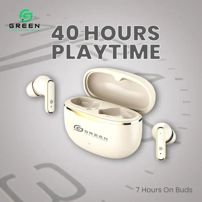 Greenlife Pulse ANC wireless earbuds Up to 40 hours with the charging case backup.