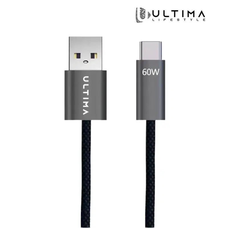 Ultima Flow 60W USB to C Black Braided Charging Cable