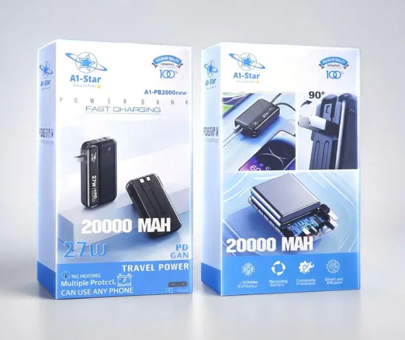 A1 star PB2000 new 20000mah Plug 27W Super Fast Charging power bank