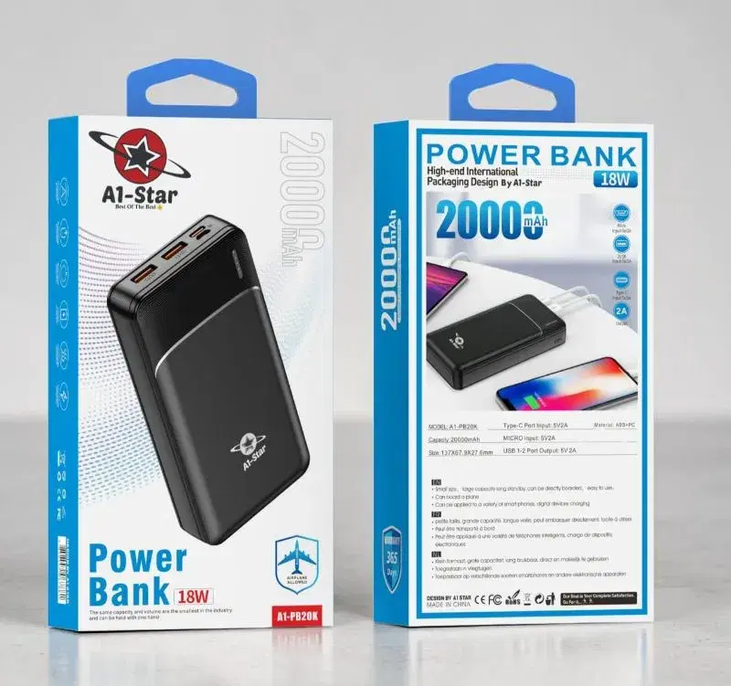A1 star PB20K 20000mah Portable 18W Charging power banks