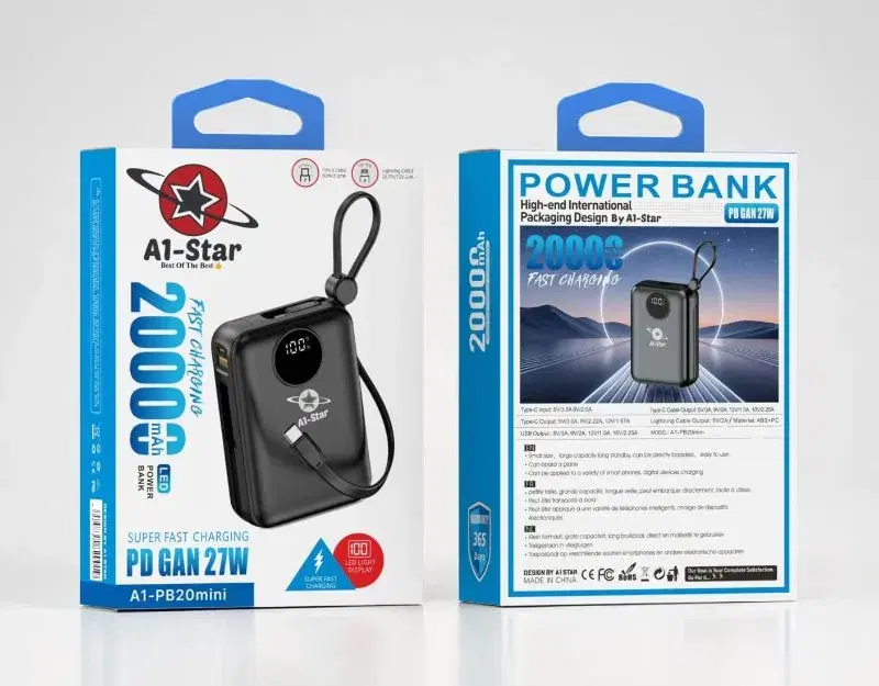A1 star PB20mini 20000mah Portable 27W Super Fast Charging power banks