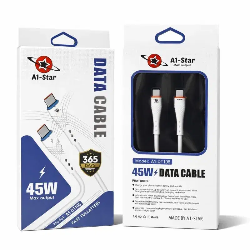 A1 star DT105 Type C To Type C || 1 years Replacement Guarantee.