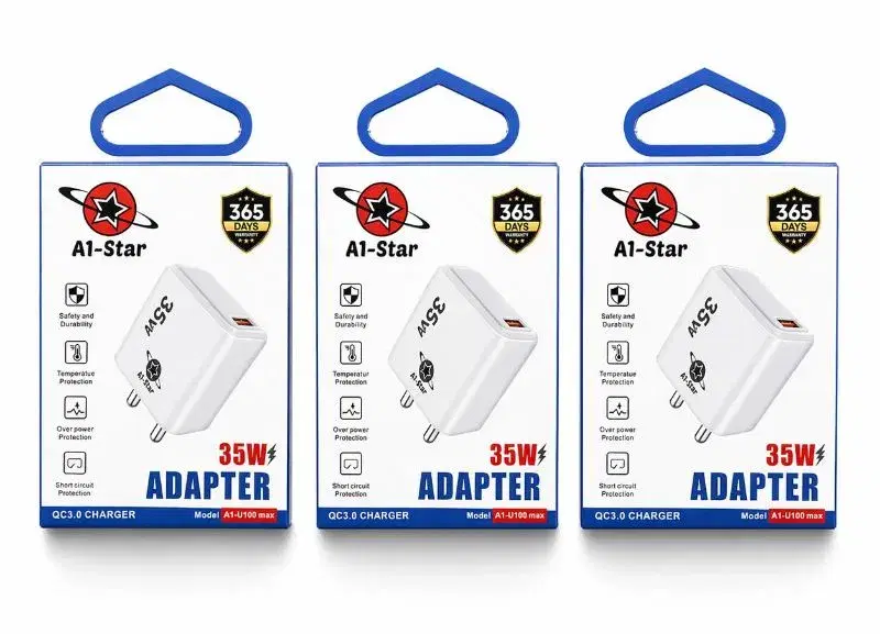 A1 star U100 Max Adapter 35W Super Fast Charging| 1years Replacement Guarantee