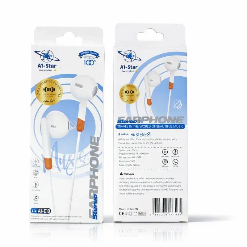A1 star E10 Stereo Earphone | Counter Warranty Only