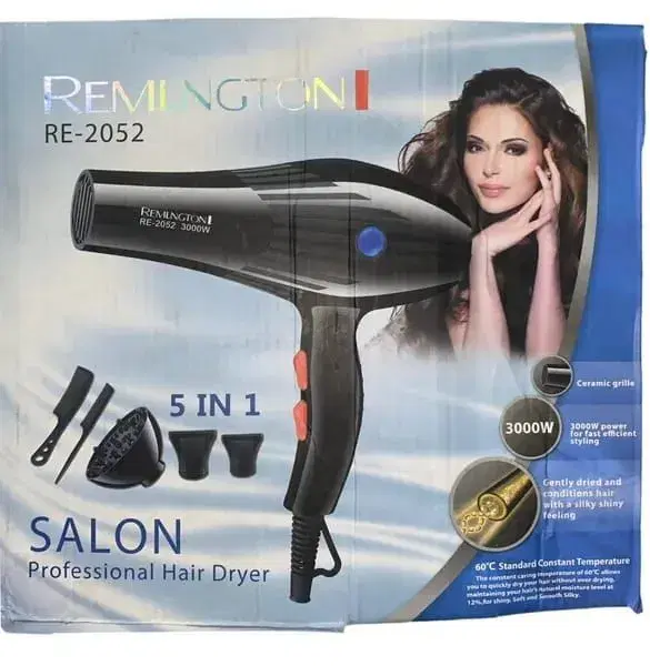 Reimiogton RE-2052 Professional Salon Hair Dryer 3000W – 5 in 1 With Diffuser And Nozzle Attachments