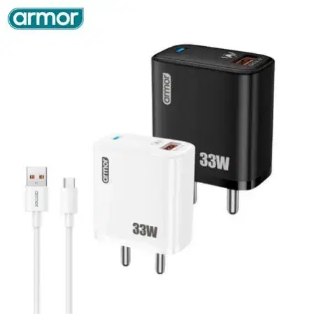 AR-302 33W Super Fast Charger | Qualcomm Quick Charge 3.0 | USB Port | Adaptive Fast Charging | Fat Round Pin