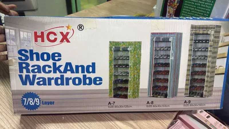 HCX portable shoe rack and wardrobe organizer.