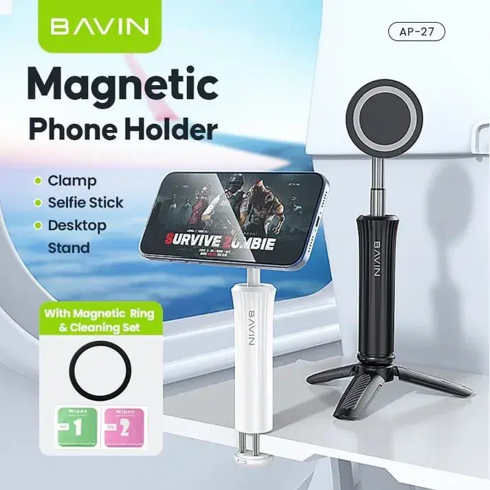 BAVIN AP-27, a modular magnetic phone holder that functions as a 3-in-1 tool.