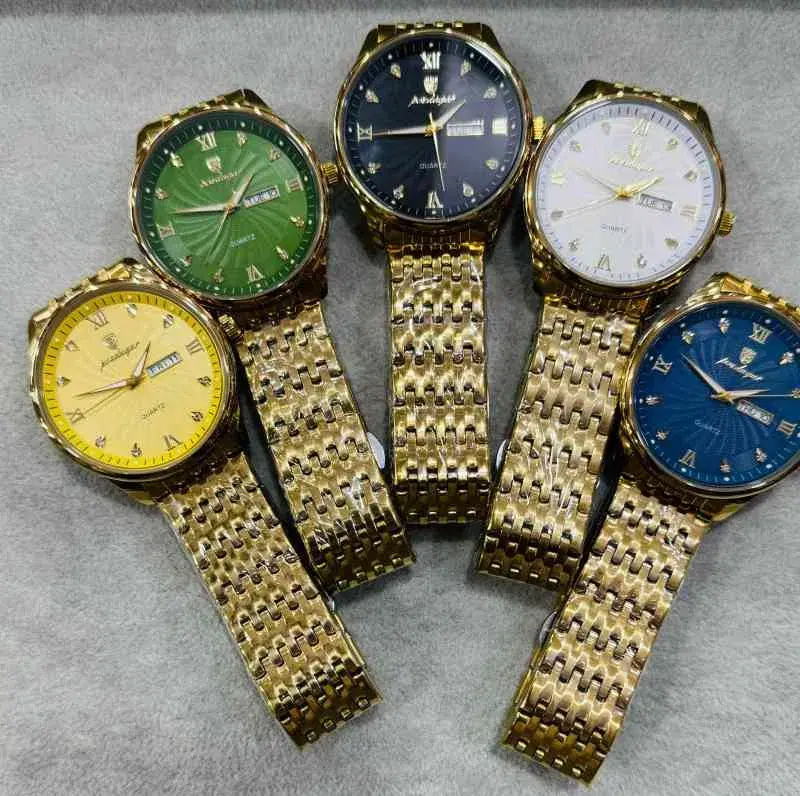 men's luxury stainless steel quartz wristwatches featuring diamond accents and day/date functions