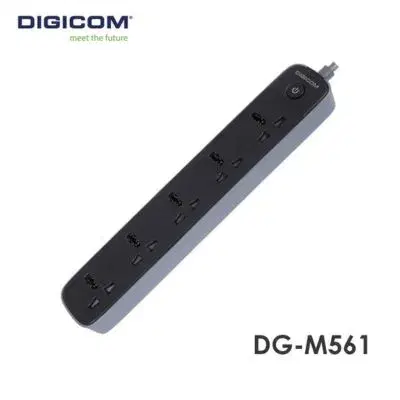 Digicom DG-M561 Surge protector power strip with five universal sockets.