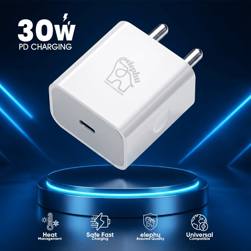 Elephu EP-30i Charger| PD 30 Watt adapter| 2 pin | Iphone Adapter
