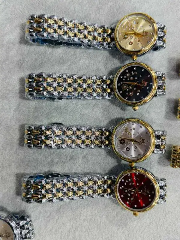 ladies' luxury quartz casual design wristwatches with stainless steel straps.