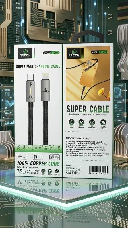 Green Model GK-35 PD Super Fast Charging Cable with a copper core and 35W power capability