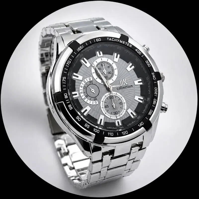 Stainless Steel Ik Collection Round Shape White Dial Attractive Watch For Gents