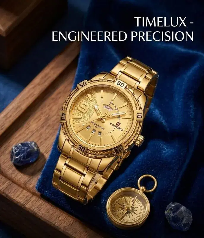 Luxury Stainless Steel Round Dial Day Date Function Watch For Men