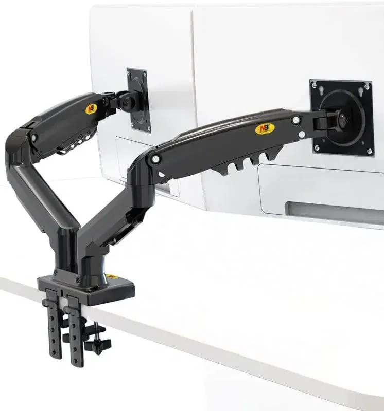 NB-F160 Dual Monitor Mount Gas Spring Desk Arm for 17–30 Inch Screens | Full Motion Dual Monitor Stand