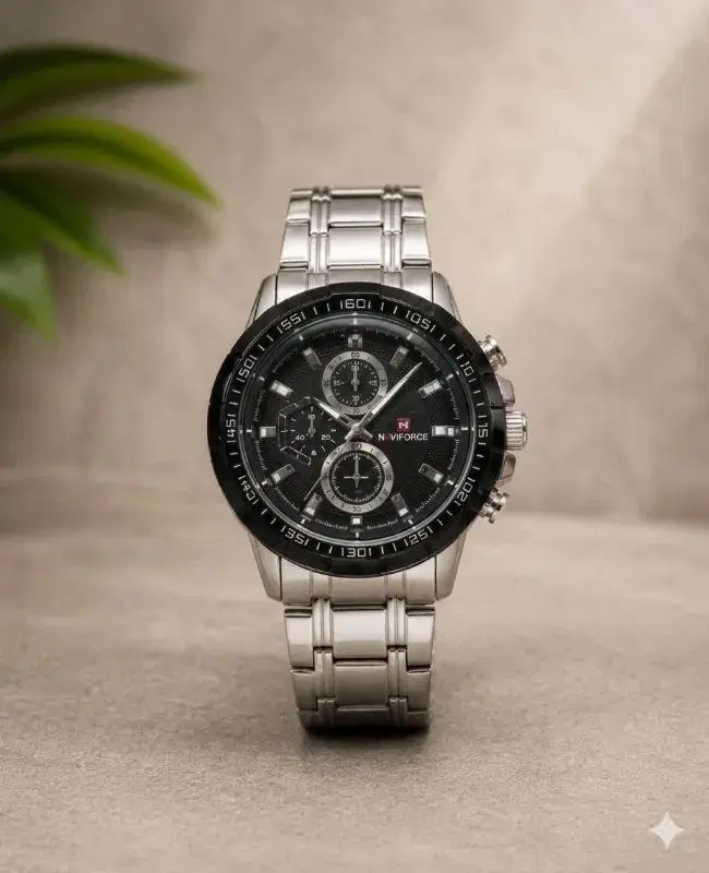 Stainless Steel Silver Chain Color Chronograph Design Heavy Model Round Shape Waterproof Quartz Watch For Men