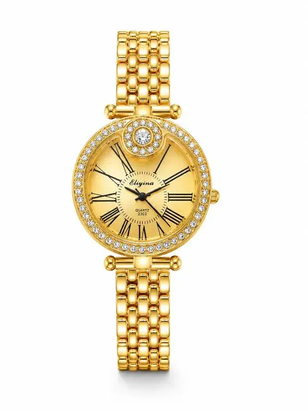 Eliyina Gold Luxury Watch for Women – Unique Stone Design & Roman Numerals
