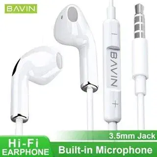 BAVIN HX853 3.5mm Jack Hi-Fi Universal Stereo Sound Capsule Wired Earphone w/ Built-in Microphone