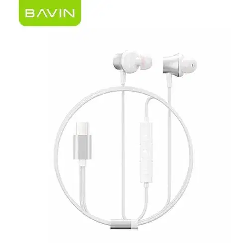 BAVIN HX873 Universal Hi-Res Audio Sound Type-C Wired Earphone Built Mic for iPhone 15-17 & Android Devices