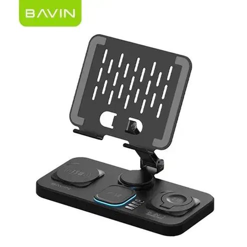 BAVIN PS87 6-in-1 Magnetic 15W Wireless Charger Stand w/ Clock for Mobile Devices & Smart Watch