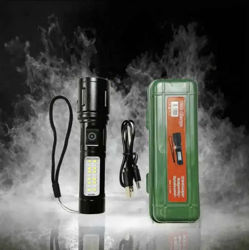 USB Rechargeable Aluminum Alloy LED Torch Light set