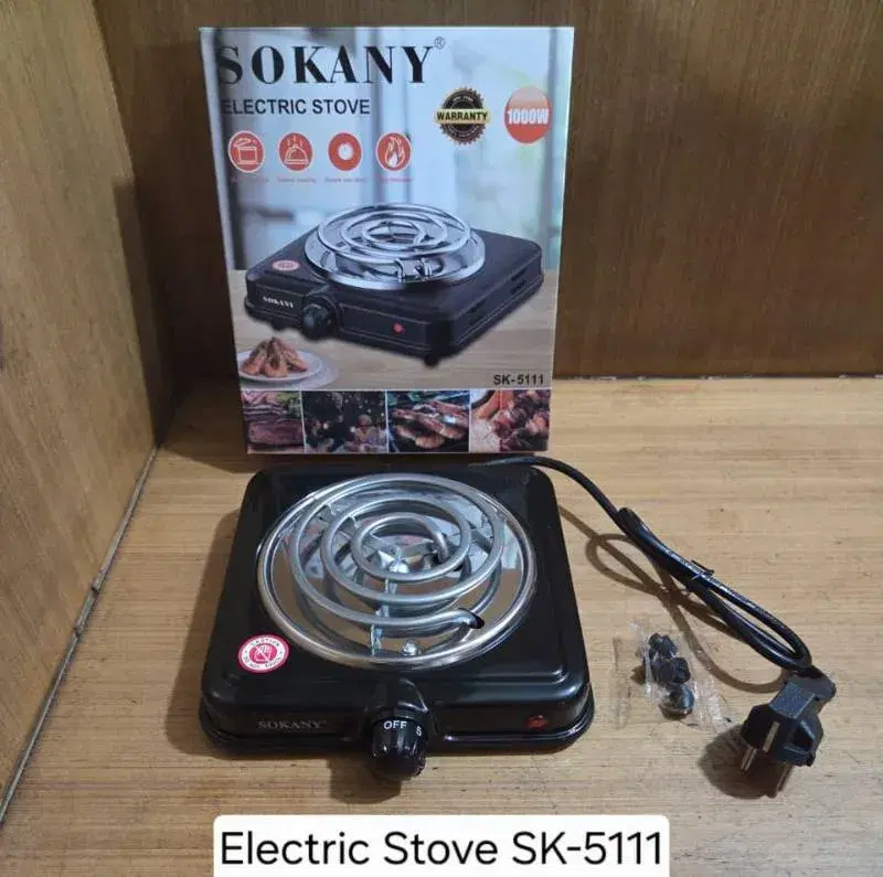 Sokany SK-5111 single burner electric hot plate stove in black.