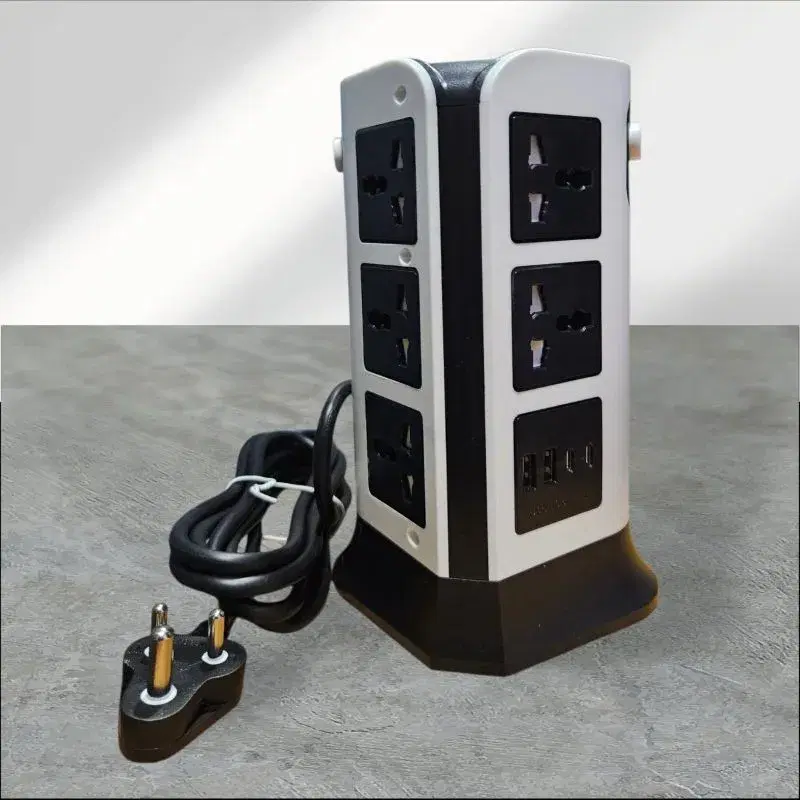 FUTOU 11-in-1 Tower Power Strip with USB Charging Ports | Universal Multi Socket Extension Board, Multiplug