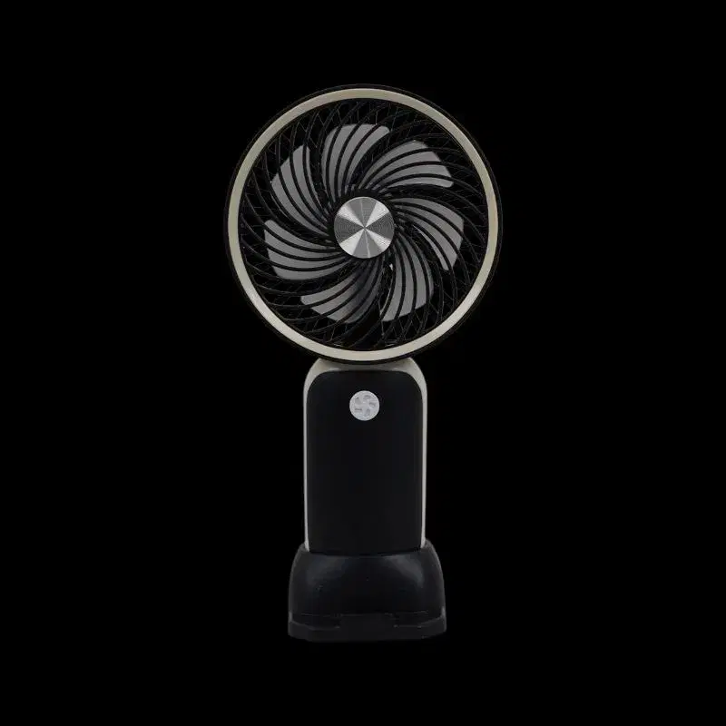 portable handheld mini fan in black with a sleek, minimalist design.