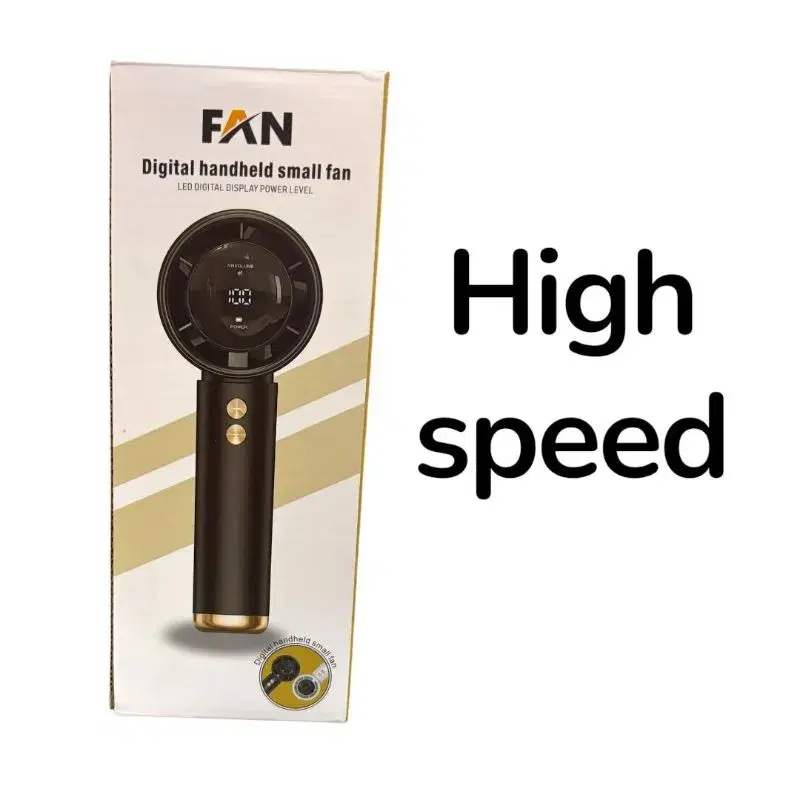 Digital Handheld Small Fan with LED Display | Rechargeable Portable Mini Fan | High-Speed Cooling Fan for Travel & Office
