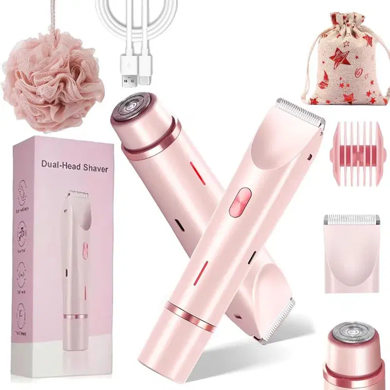 Comfort 2 in 1 Electric Lady Shaver, Dual Head Shaver Women, Waterproof Wet & Dry Use Body Hair Trimmer, Ladies Underarm Face Lip Legs Hands Hair Trimmer