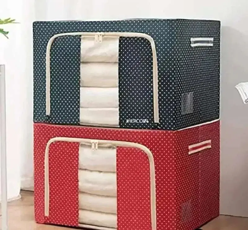 Pack Of 2 Storage Box Foldable Large Capacity Oxford Cloth Clothes Sundries Organizer Case For Household 66ltr