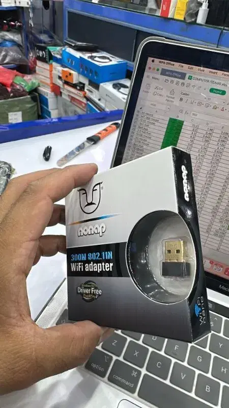 This is a Nonap 300M 802.11N USB WiFi adapter in black.