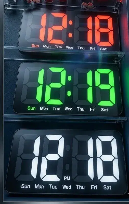 Wall Mounted Medium Display Multifunctional Electric Wall Clock With Time, Day, Temperature, Alarm Function