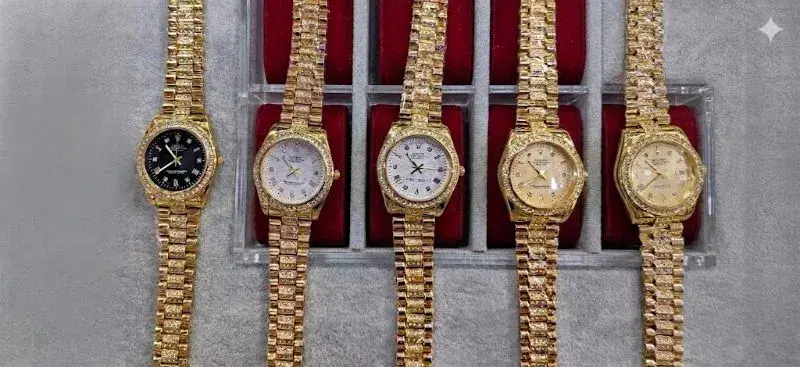 Luxury Design Fashionable Golden Strap Party Wear Wrist Watch For Women