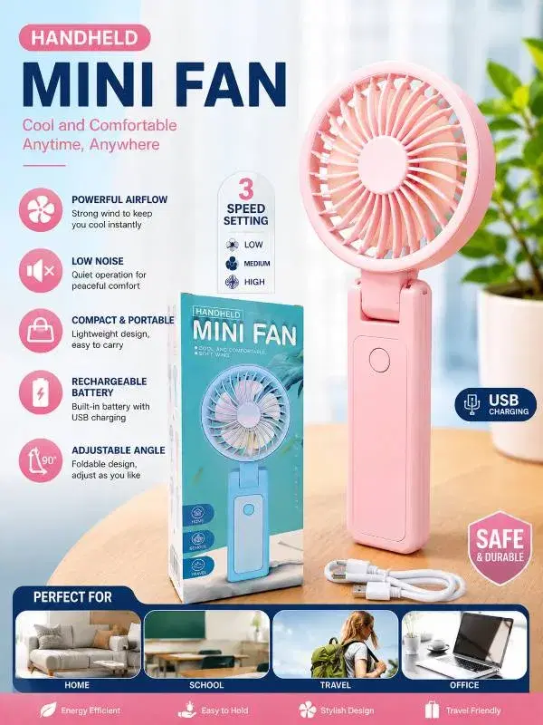 CoolBreeze Foldable Mini Fan – USB Rechargeable Portable Hand Fan