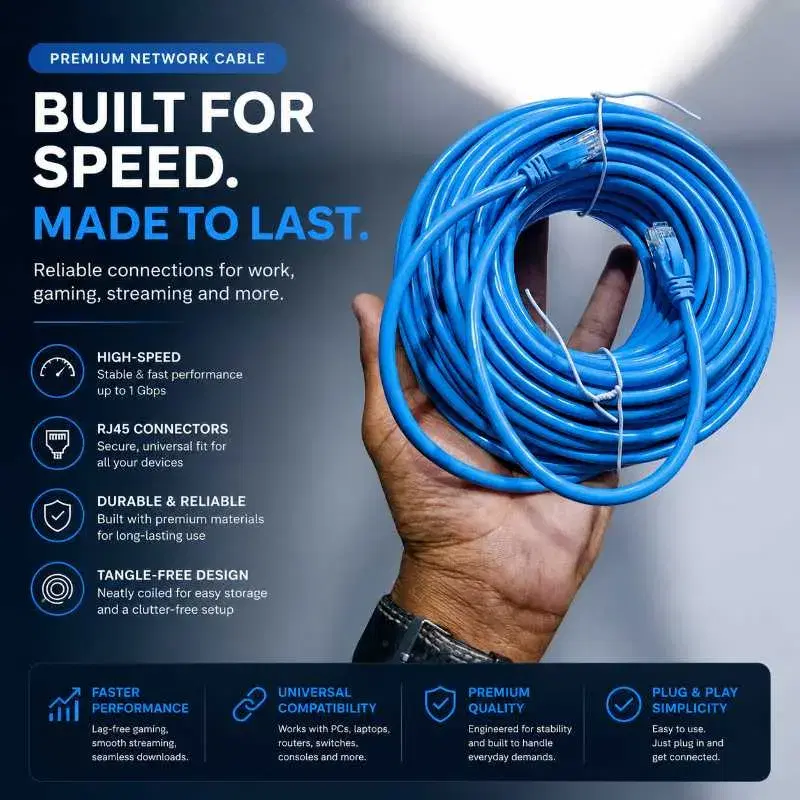 SpeedLink Cat6 High-Speed Ethernet Cable - 10 meter, Internet Cable