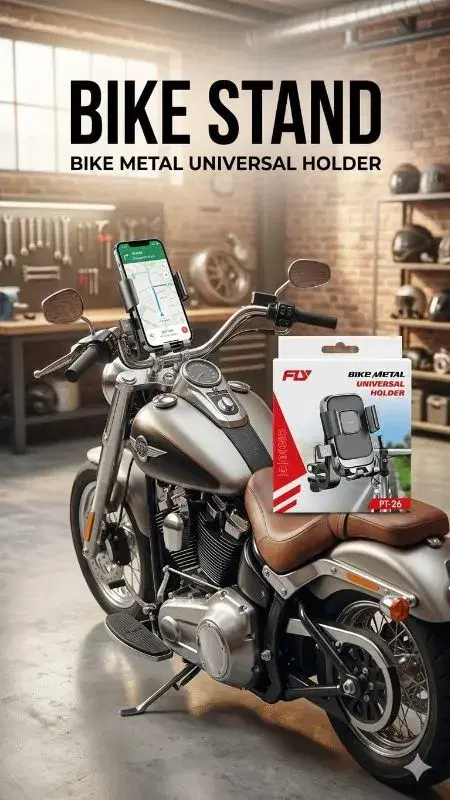 Green Fly PT-26 metal bike phone holder, designed with a sturdy metal body for universal phone compatibility.