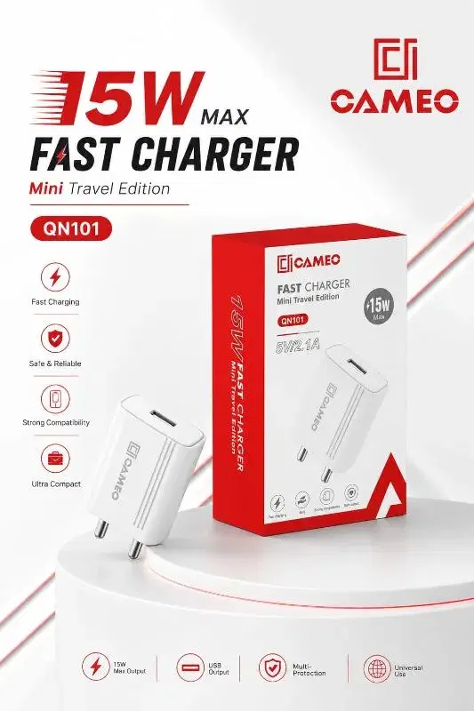 CAMEO QN101 15W Fast Charger designed for travel | 15W max fast charger