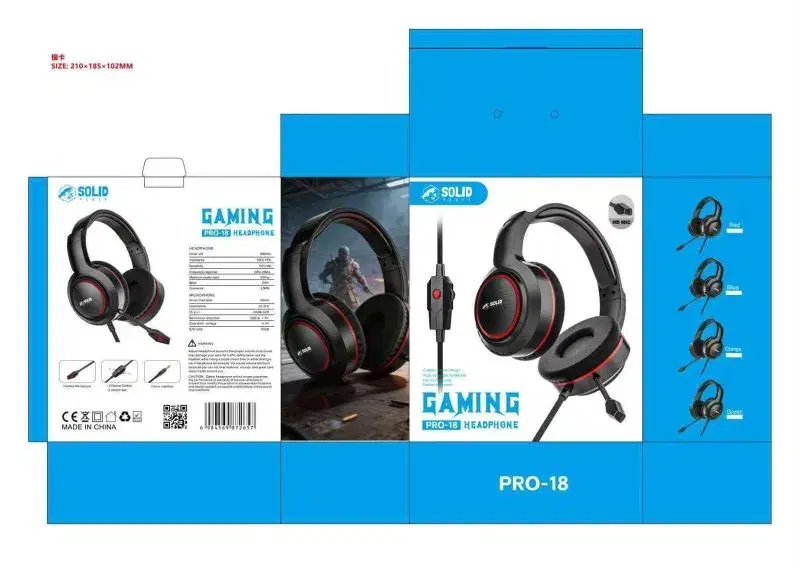 Solid Gaming Pro-18 Headphone gaming headset features a 40mm driver unit and a built-in HD microphone for clear communication.