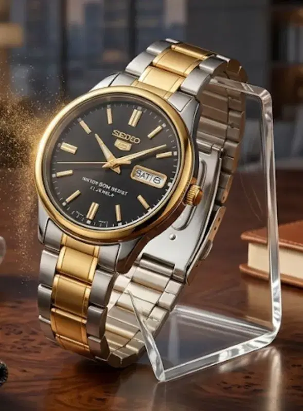 Seiko Date Function Stainless Steel Two Tone Color Strap Watch For Ladies