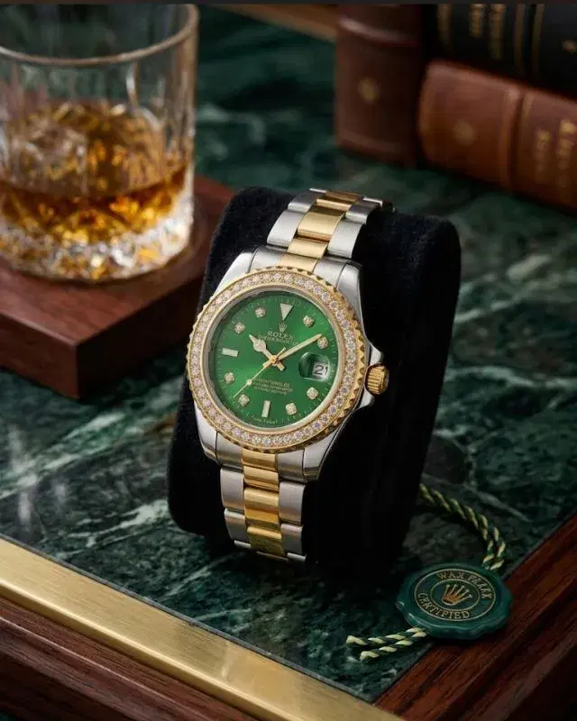 Date Function Elegant Two-Tone Gold Stainless Steel Diamond Bezel Wrist Watch for Ladies
