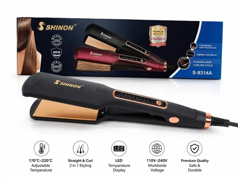 Shinon GlamPro 2-in-1 Hair Straightener & Curler